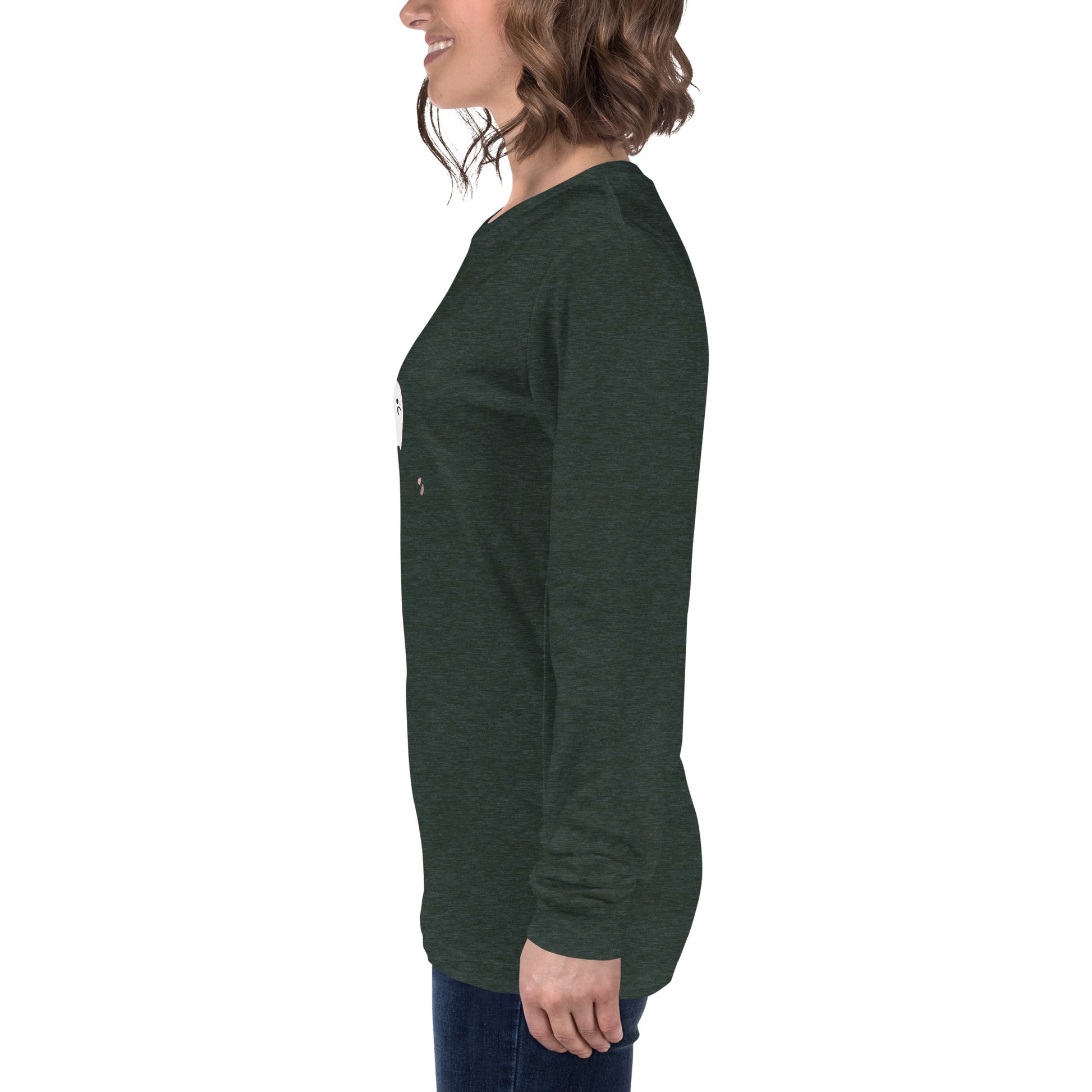 Cute Haunt Long Sleeve Shirt - Left Placement by R.A. Apparel, image 93, left-side angle, selected colour, left placement.