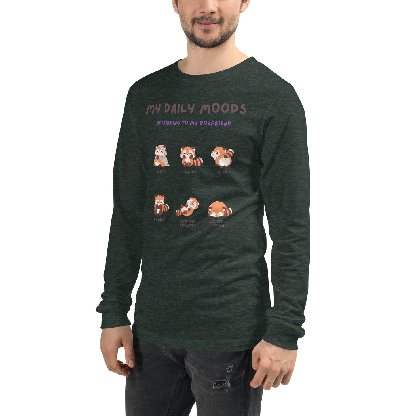 Image 95 of selected colour Mood Diary Long Sleeve Shirt - Left Placement, with My Daily Moods artwork visible in front view, left-side angle.