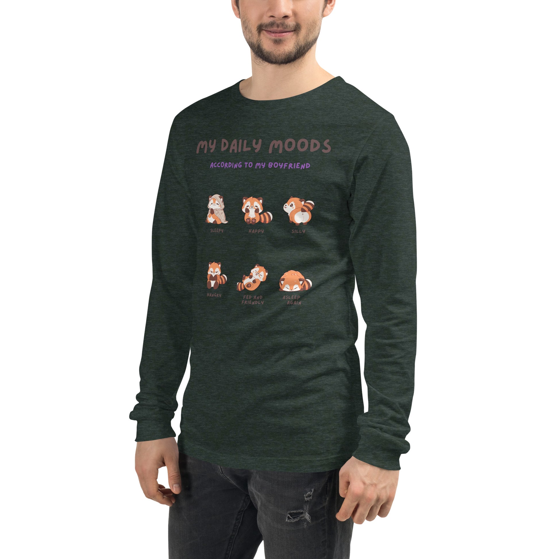 Image 95 of selected colour Mood Diary Long Sleeve Shirt - Left Placement, with My Daily Moods artwork visible in front view, left-side angle.