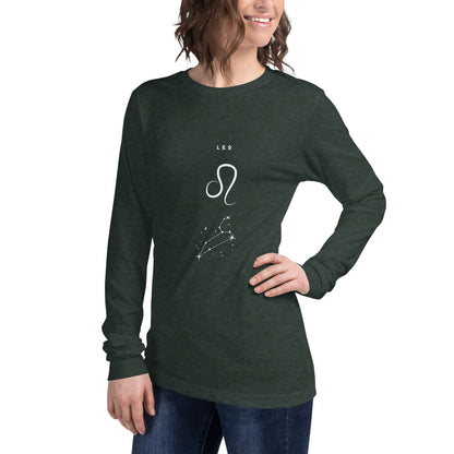 Solmane Long Sleeve Shirt - Left Placement image 59 in Heather Deep Teal, size XL, showing front view, left-side angle for the Leo design.