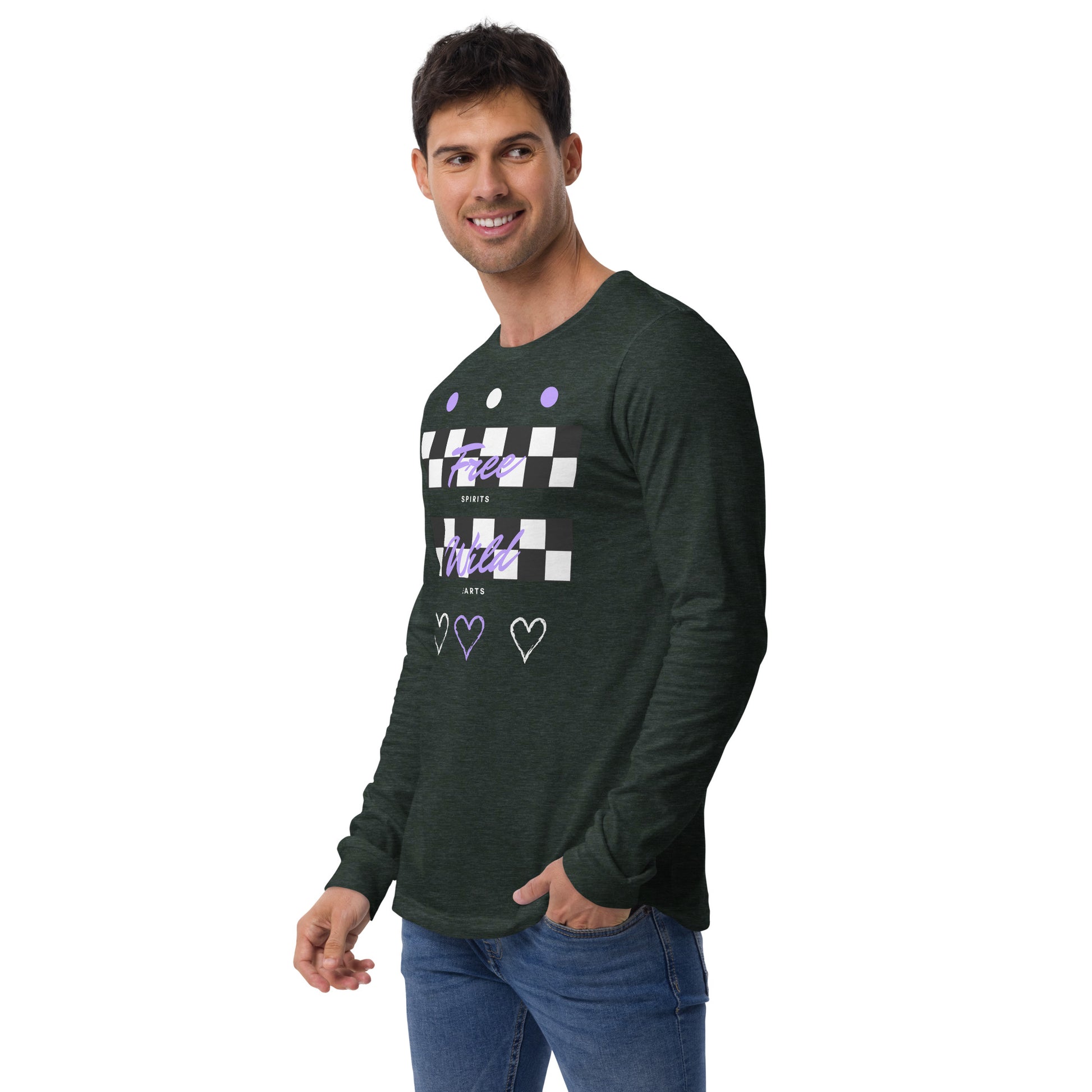 Freeborne Long Sleeve Shirt - Left Placement product image 32 in Dark Grey Heather, size S, with front view, left-side angle and left placement.
