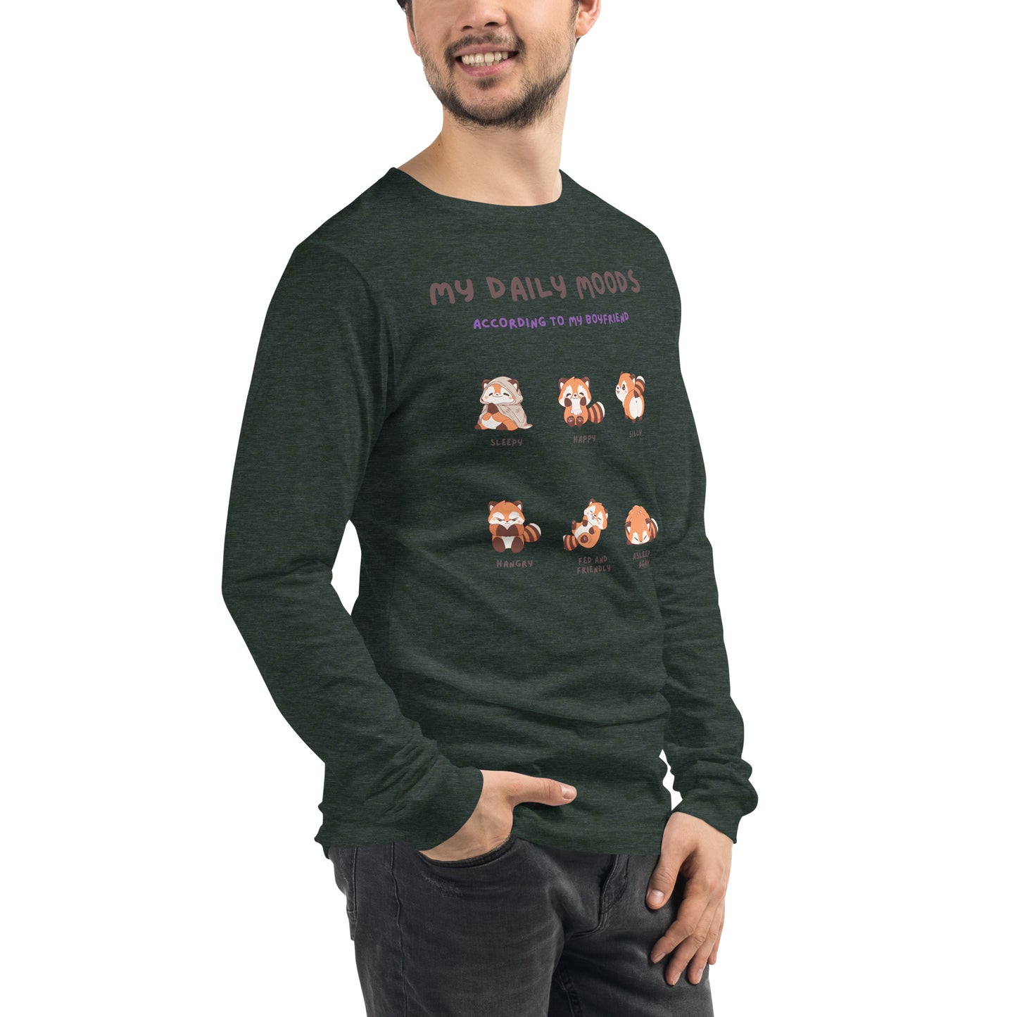 Mood Diary Long Sleeve Shirt - Left Placement image 96 in selected colour, showing front view, right-side angle for the My Daily Moods design.