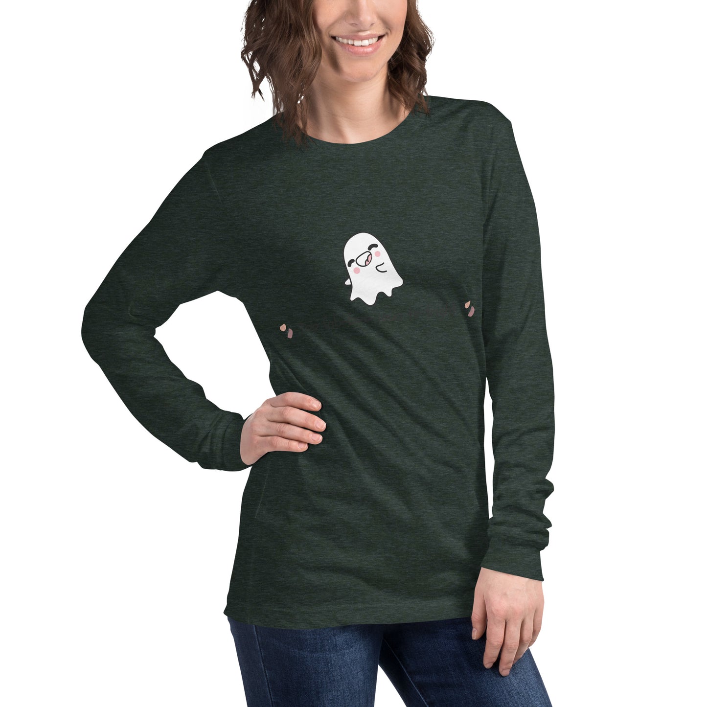 Boo Luxe Long Sleeve Shirt - Left Placement image 52: Military Green version, size L with front view, right-side angle of the Fa Boo Lous range.