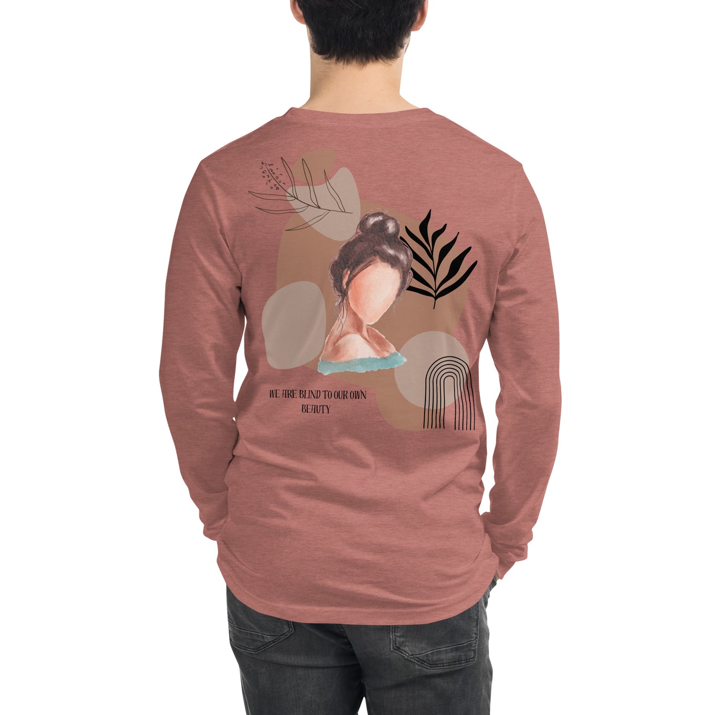 Image 13 of Red Blind Signal Long Sleeve Shirt - Left Placement 39, size XS, with We Are Blind artwork visible in back view.