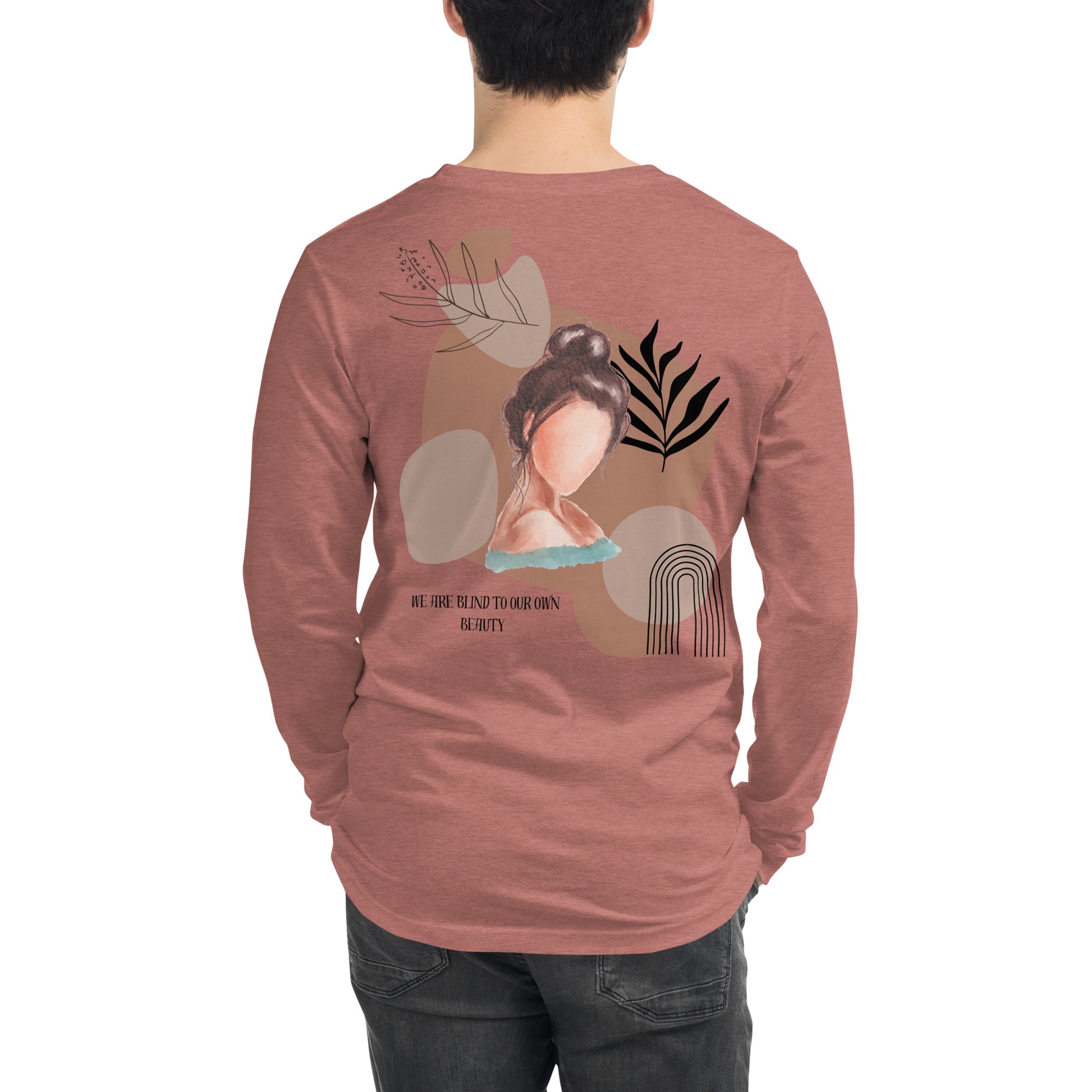 Image 13 of Red Blind Signal Long Sleeve Shirt - Left Placement 39, size XS, with We Are Blind artwork visible in back view.