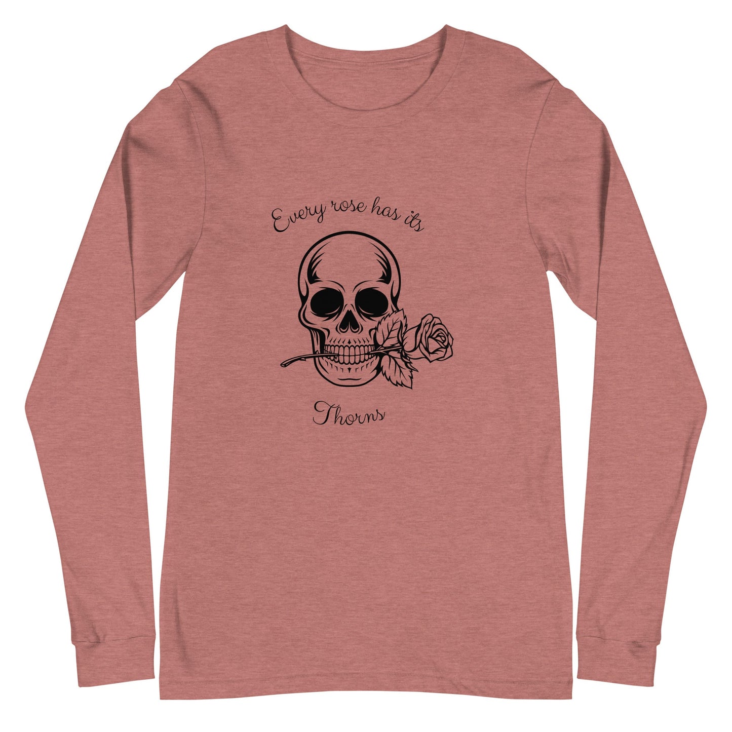 Rose & Bone Long Sleeve Shirt - Left Placement image 9 in Maroon, size M, showing front view for the Skull and Rose design.