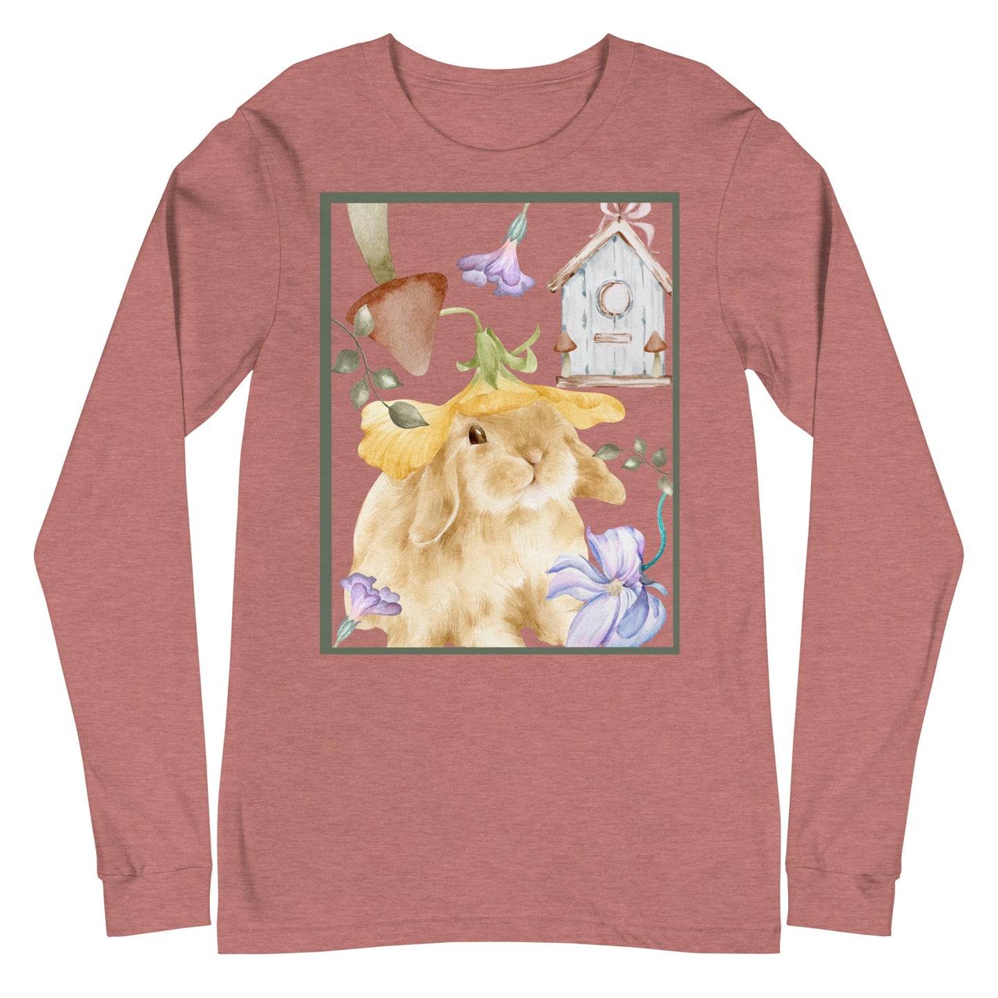 Meadow Club Long Sleeve Shirt - Left Placement image 13 in Navy, size M, showing front view for the Bunny Collage design.