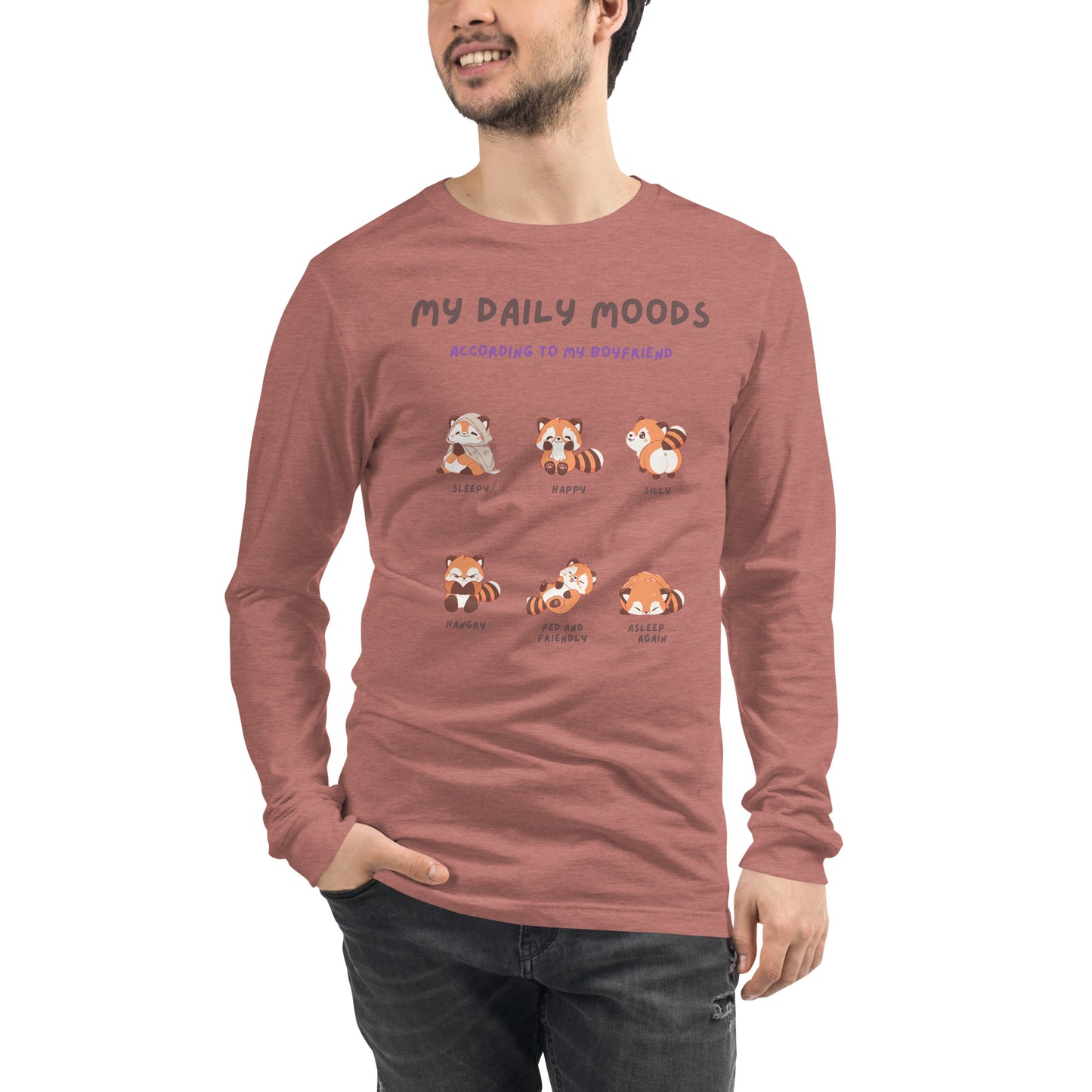 Mood Diary Long Sleeve Shirt - Left Placement image 49: Heather Deep Teal version, size L with front view of the My Daily Moods range.