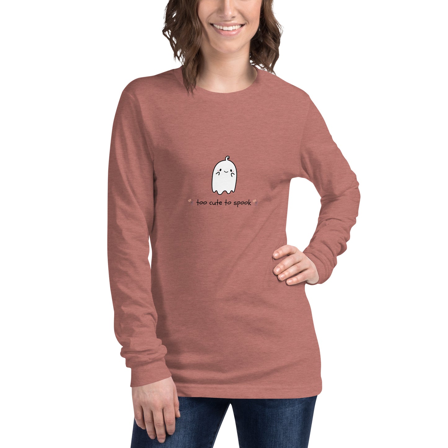 Cute Haunt Long Sleeve Shirt - Left Placement by R.A. Apparel, image 49, front view, Heather Deep Teal, size L, left placement.