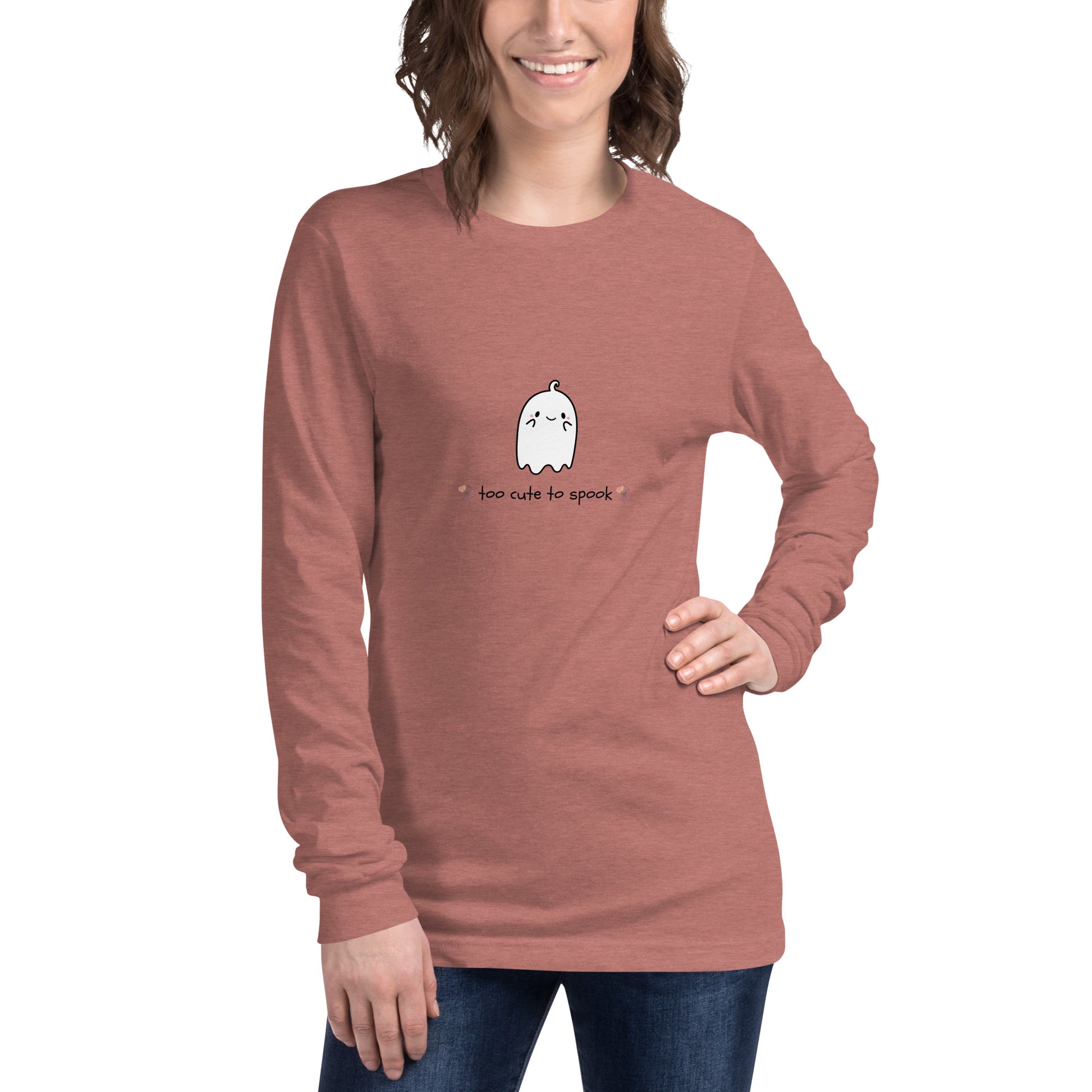 Cute Haunt Long Sleeve Shirt - Left Placement by R.A. Apparel, image 49, front view, Heather Deep Teal, size L, left placement.