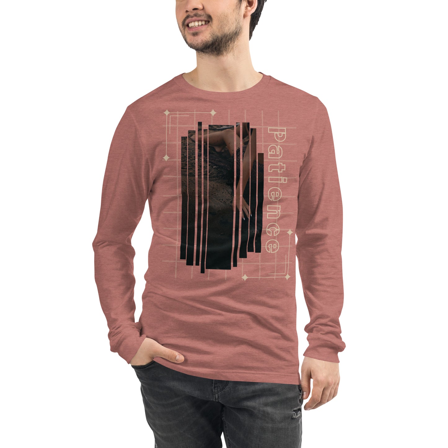 Stillwater Long Sleeve Shirt - Left Placement image 15: Navy version, size M with front view of the Patience range.