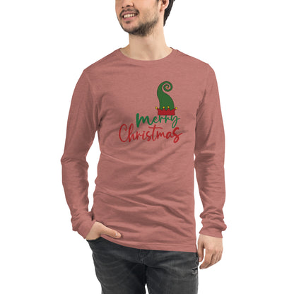 Image 13 of Navy Noelle Long Sleeve Shirt - Left Placement, size XS, with Merry Christmas artwork visible in front view.