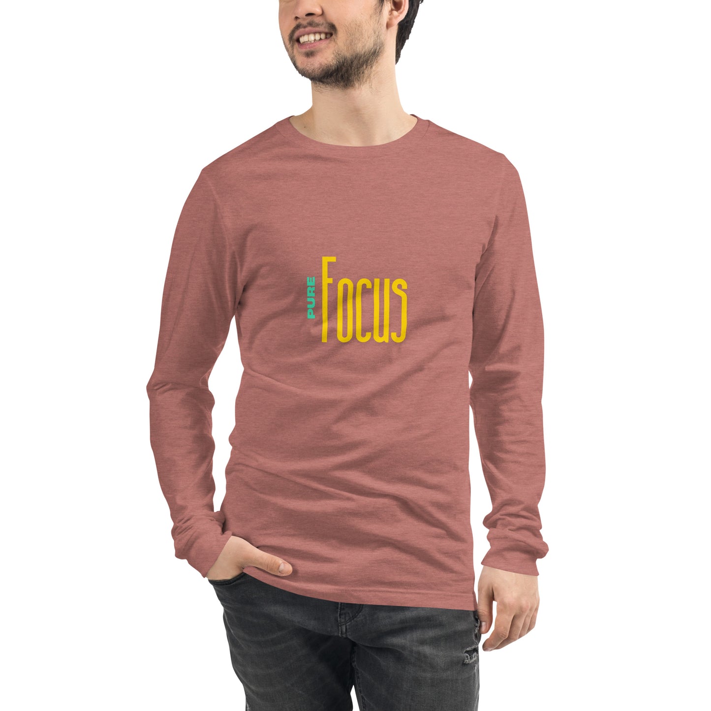 Focusline Long Sleeve Shirt - Left Placement image 15 in Navy, size M, showing front view for the Pure Focus design.