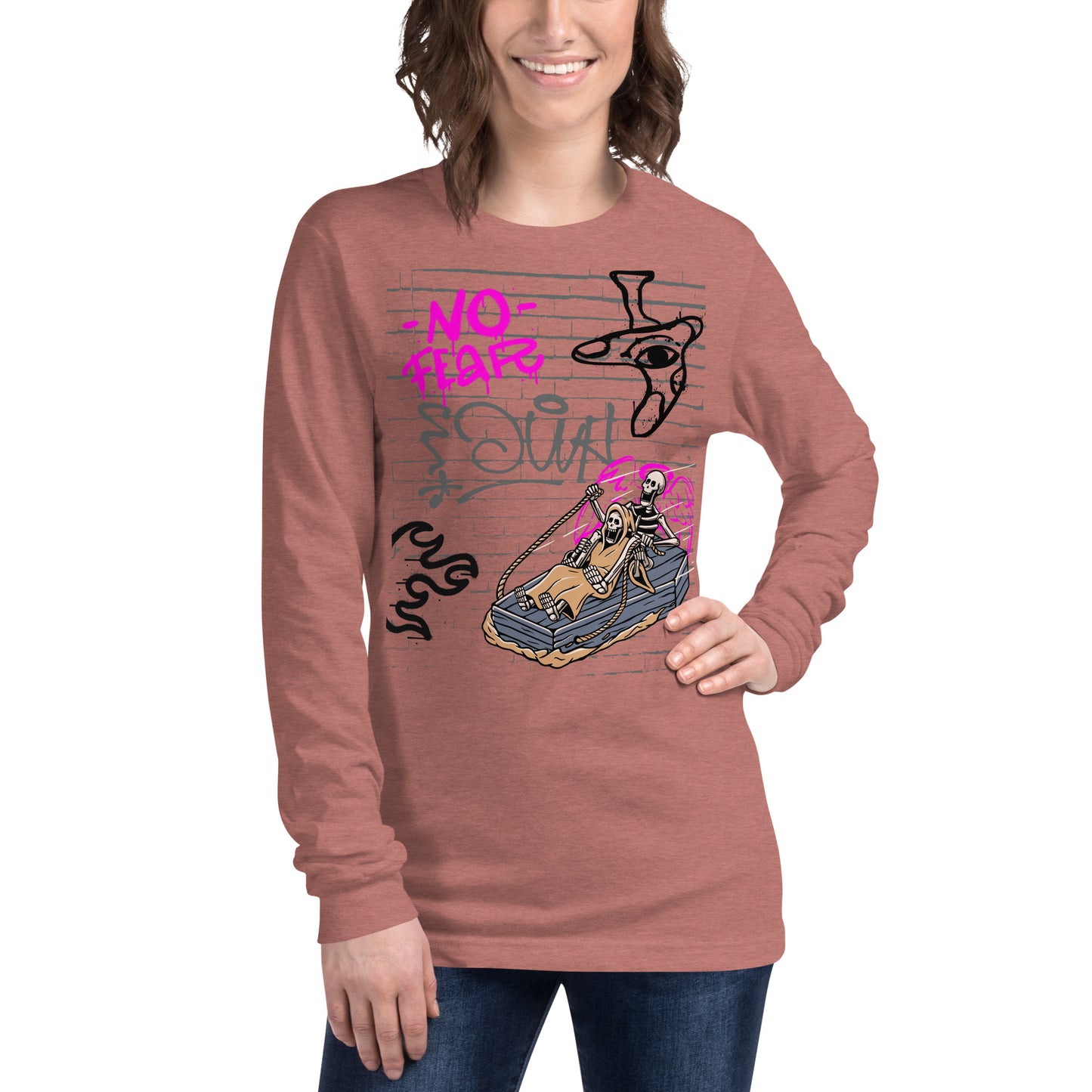 Fearless Long Sleeve Shirt - Left Placement by R.A. Apparel, image 29, front view, Red, size XL, left placement.