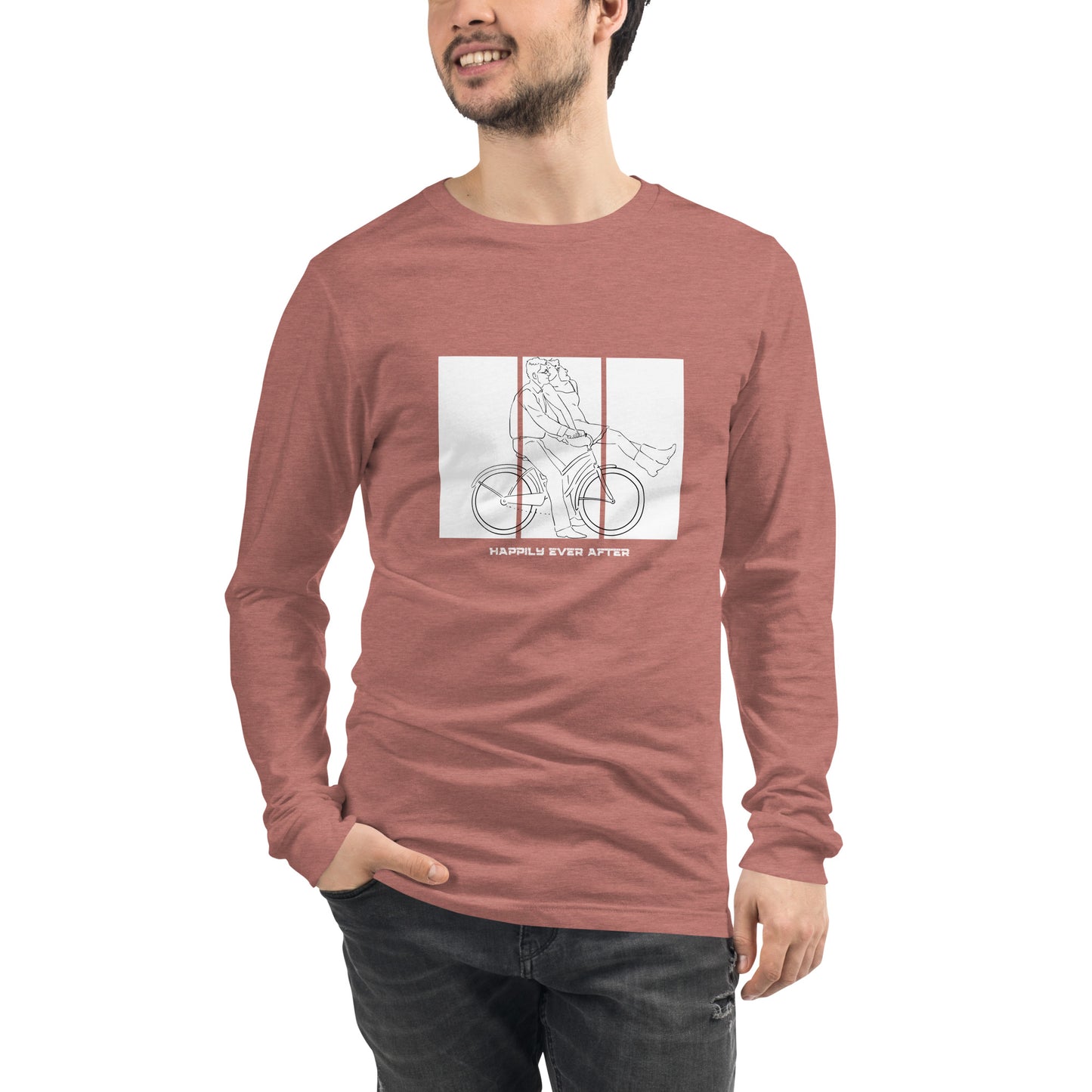 Ever After Long Sleeve Shirt - Left Placement image 49 in Heather Deep Teal, size L, showing front view for the Happily Ever After design.