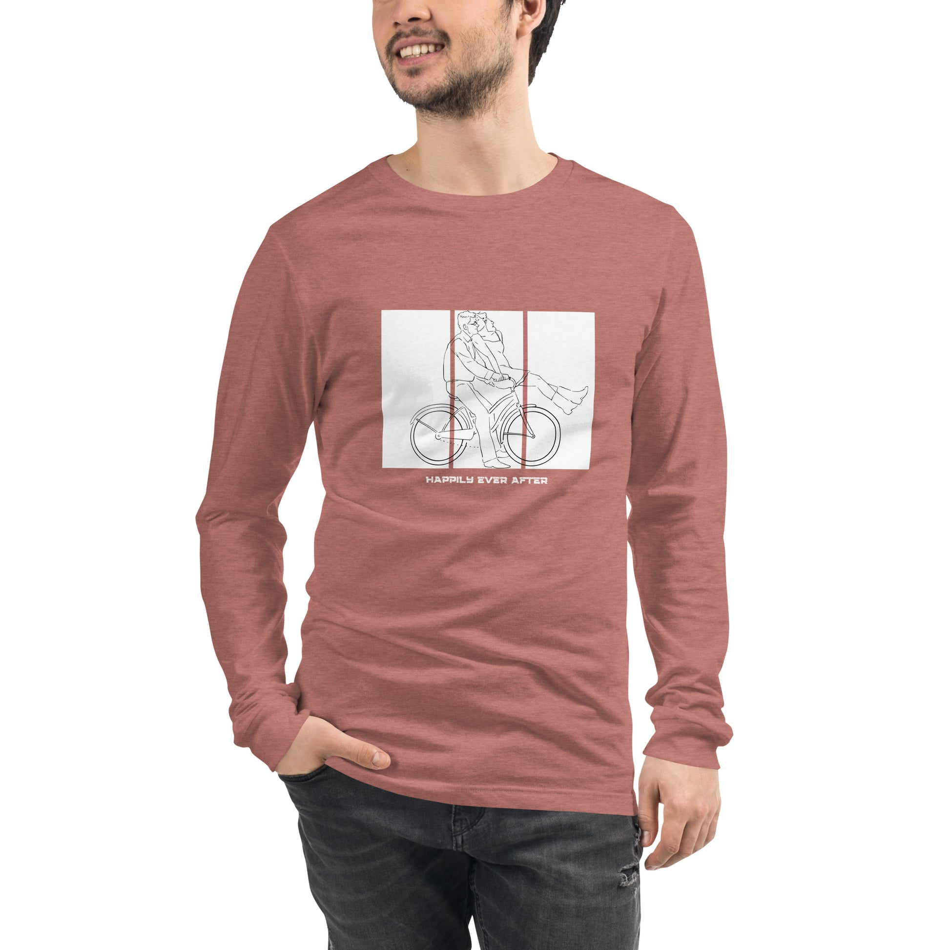 Ever After Long Sleeve Shirt - Left Placement image 49 in Heather Deep Teal, size L, showing front view for the Happily Ever After design.