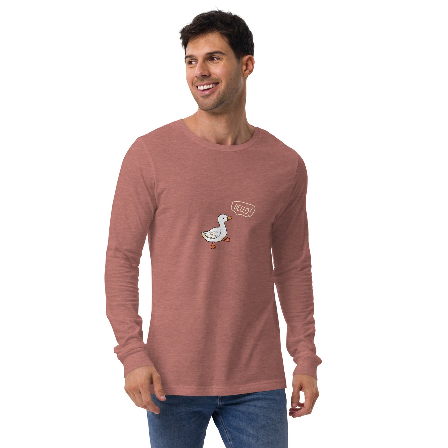 Quacksy Long Sleeve Shirt image 23: Red version, size L with front view of the Hello Duck range.