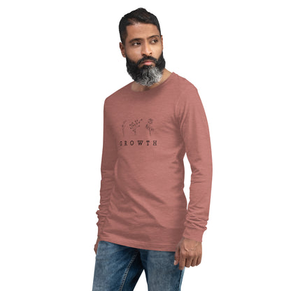 Growthline Long Sleeve Shirt - Left Placement by R.A. Apparel, image 35, front view, left-side angle, Dark Grey Heather, size XL, left placement.