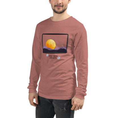 Avenor Long Sleeve Shirt image 71 in Athletic Heather, size S, showing front view, left-side angle for the The View Awaits design.