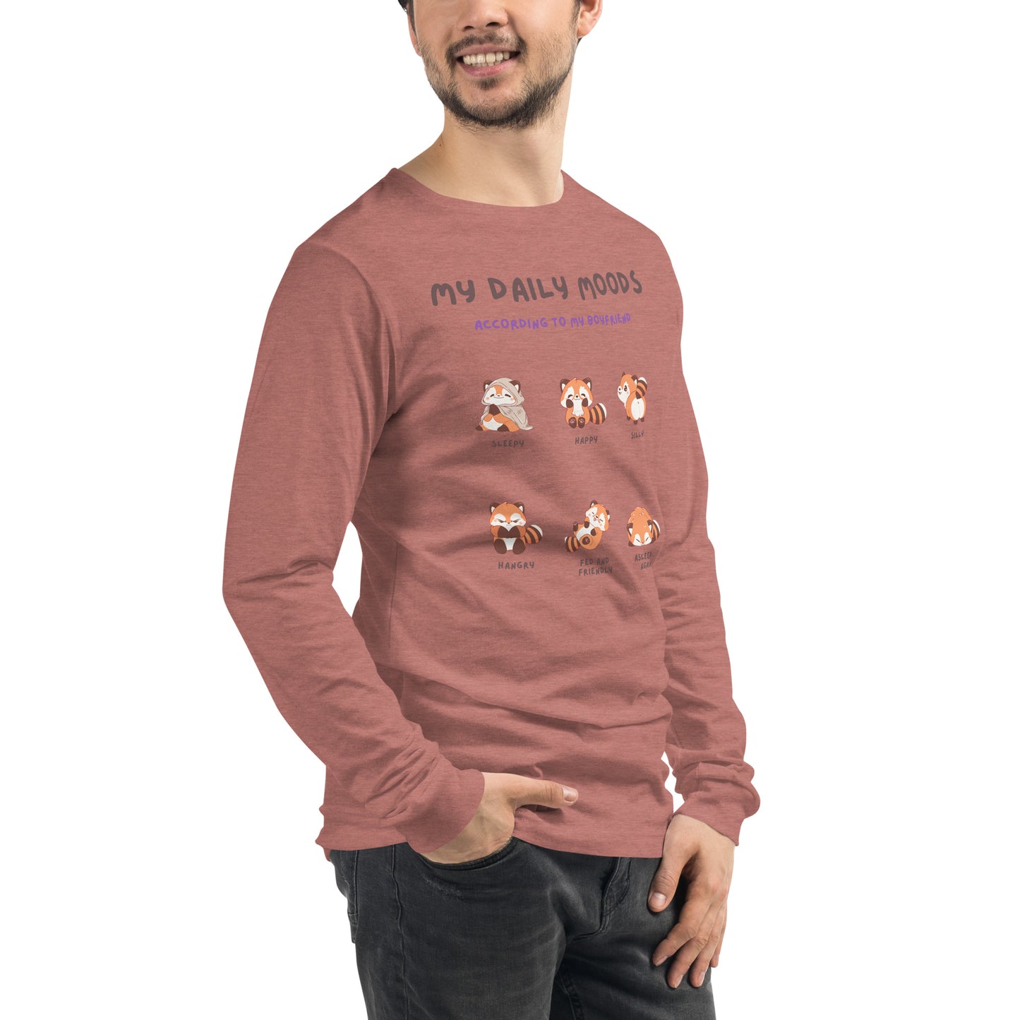 Mood Diary Long Sleeve Shirt - Left Placement image 54: Poppy version, size L with front view, right-side angle of the My Daily Moods range.