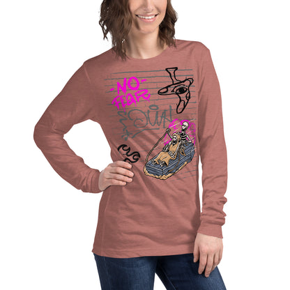 Image 32 of Heather Forest Fearless Long Sleeve Shirt - Left Placement, size S, with No Fear artwork visible in front view, right-side angle.