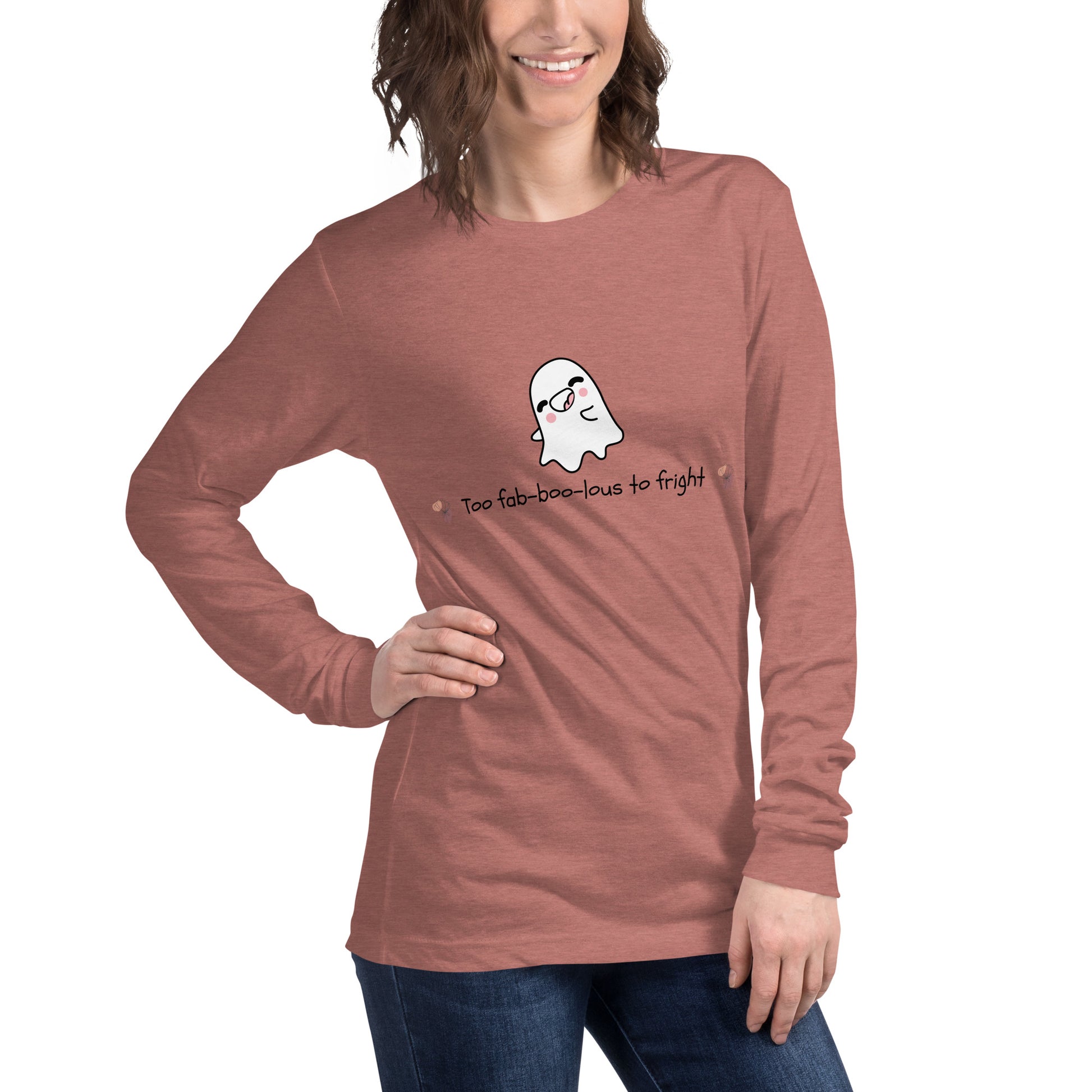 Boo Luxe Long Sleeve Shirt - Left Placement product image 28 in True Royal, size L, with front view, right-side angle and left placement.