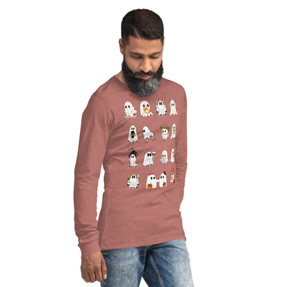 Spectral Long Sleeve Shirt - Left Placement image 36 in True Royal, size XS, showing front view, right-side angle for the Ghosts design.