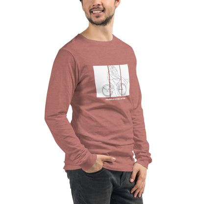 Ever After Long Sleeve Shirt - Left Placement by R.A. Apparel, image 54, front view, right-side angle, Poppy, size L, left placement.