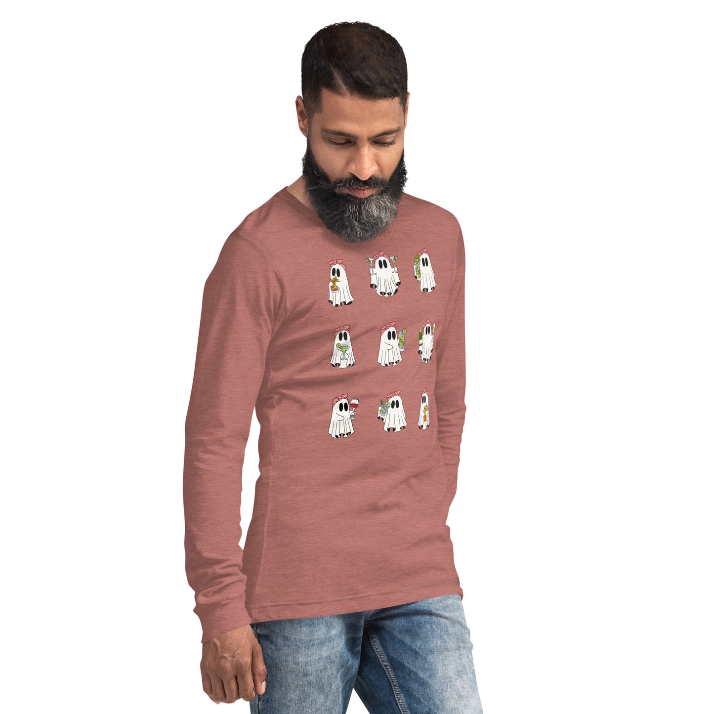 Image 36 of True Royal Little Haunts Long Sleeve Shirt - Left Placement, size XS, with Ghosties 1 artwork visible in front view, right-side angle.