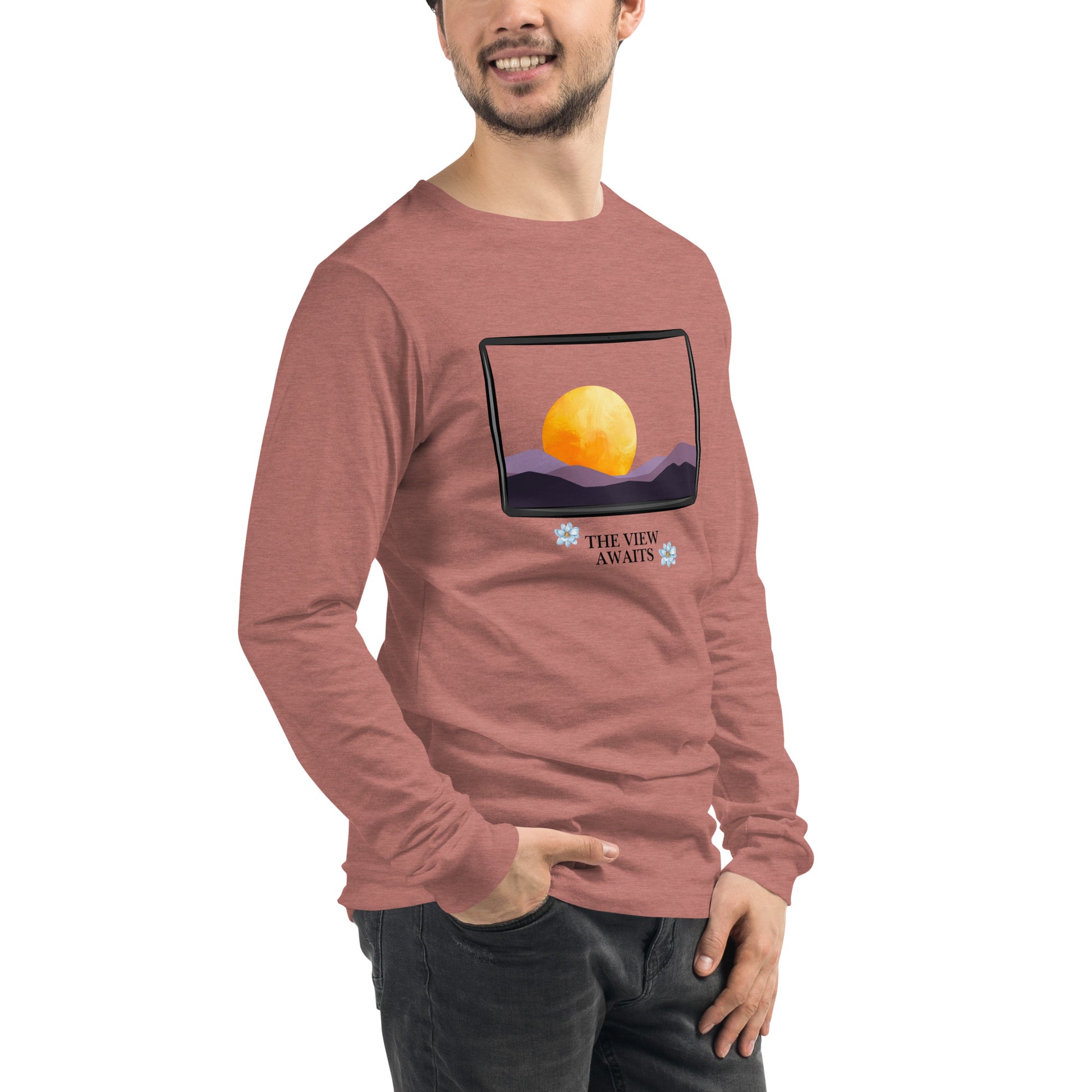 Avenor Long Sleeve Shirt by R.A. Apparel, image 72, front view, right-side angle, Athletic Heather, size M, design placement.