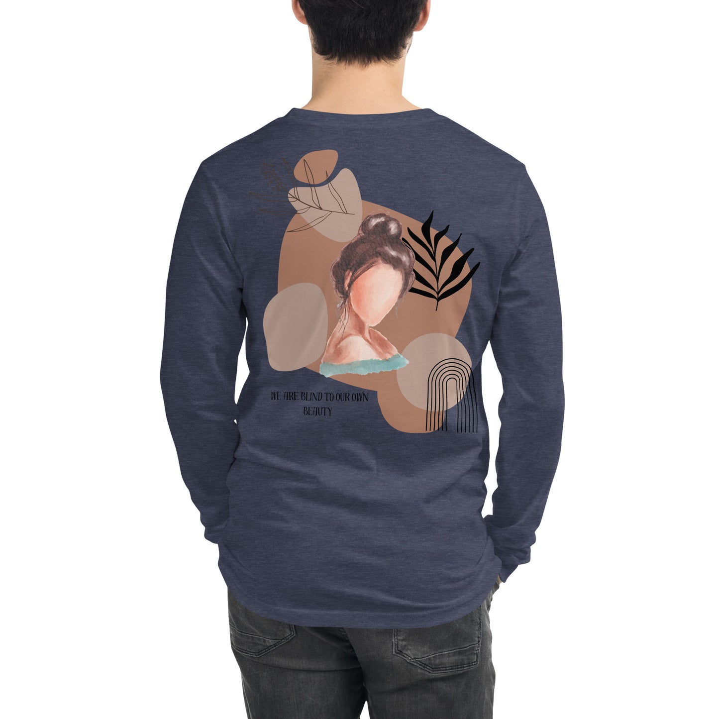 Blind Signal Long Sleeve Shirt - Left Placement 39 by R.A. Apparel, image 21, back view, Heather Forest, size M, left placement.