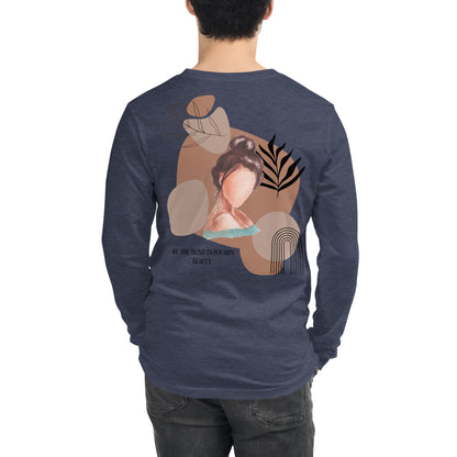 Blind Signal Long Sleeve Shirt - Left Placement 39 by R.A. Apparel, image 21, back view, Heather Forest, size M, left placement.