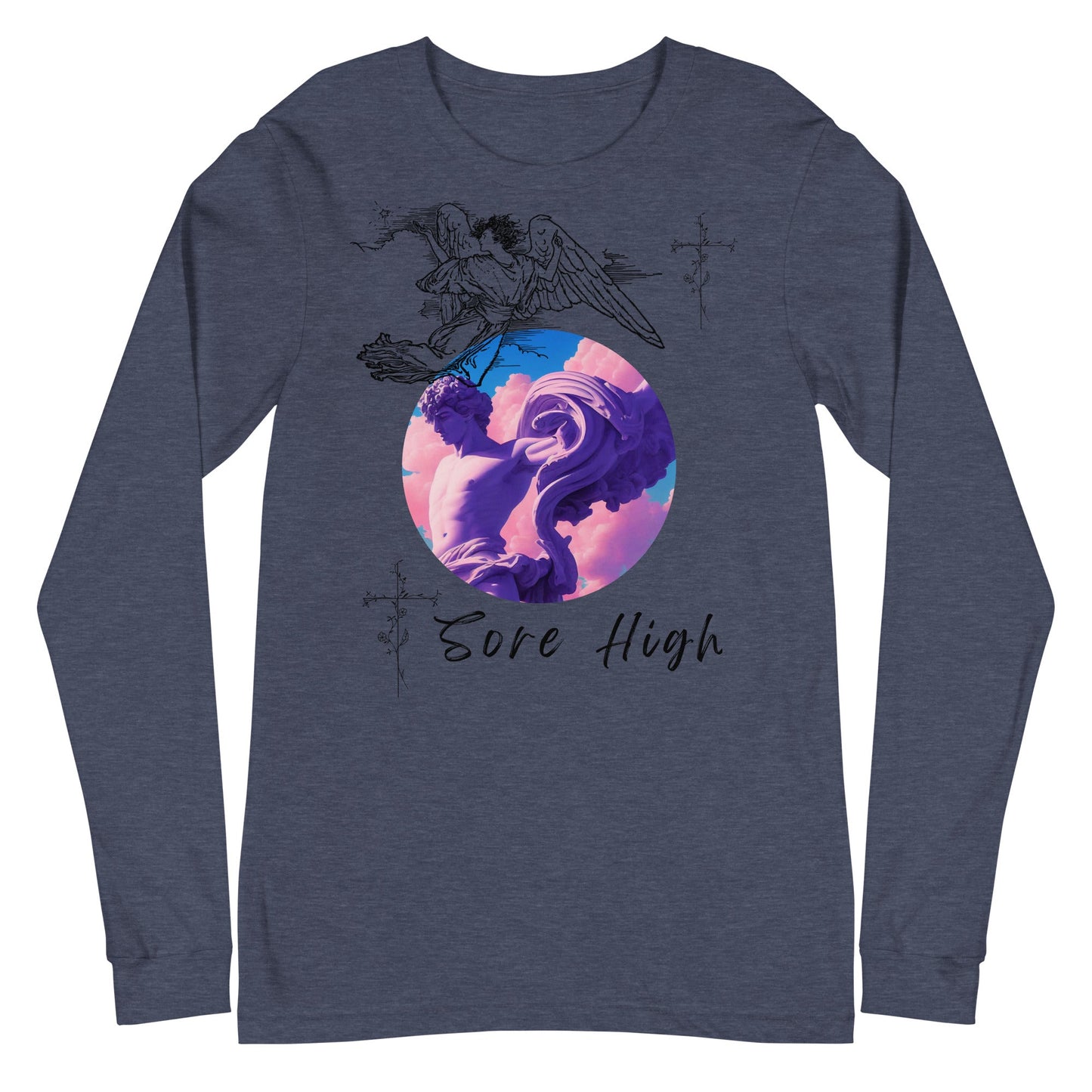 Image 7 of Black Skyborne Long Sleeve Shirt - Left Placement, size XS, with Sore High artwork visible in front view.