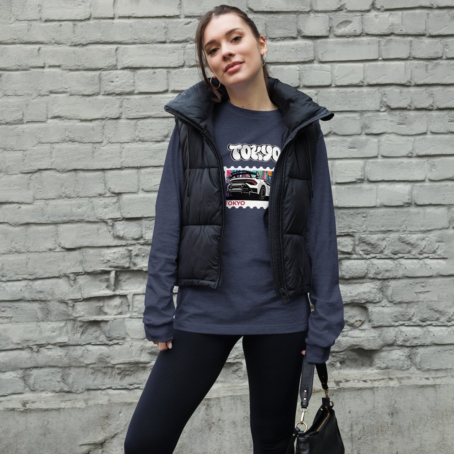 Tokyo Signal Long Sleeve Shirt - Left Placement by R.A. Apparel, image 9, front view, Black, size M, left placement.