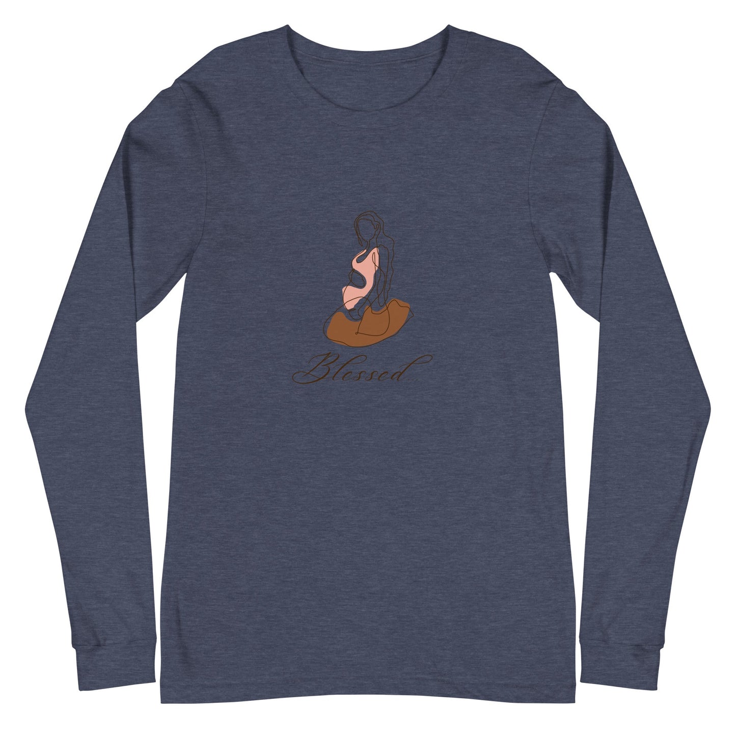 Grace Mark Long Sleeve Shirt - Left Placement by R.A. Apparel, image 9, front view, Black, size M, left placement.