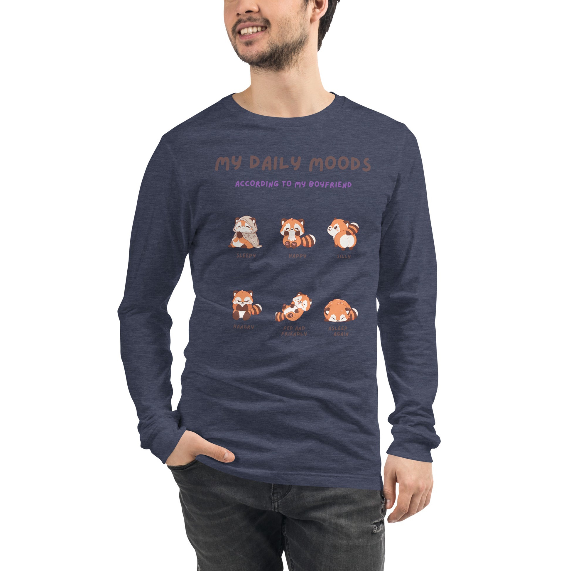 Mood Diary Long Sleeve Shirt - Left Placement image 79 in Athletic Heather, size L, showing front view for the My Daily Moods design.