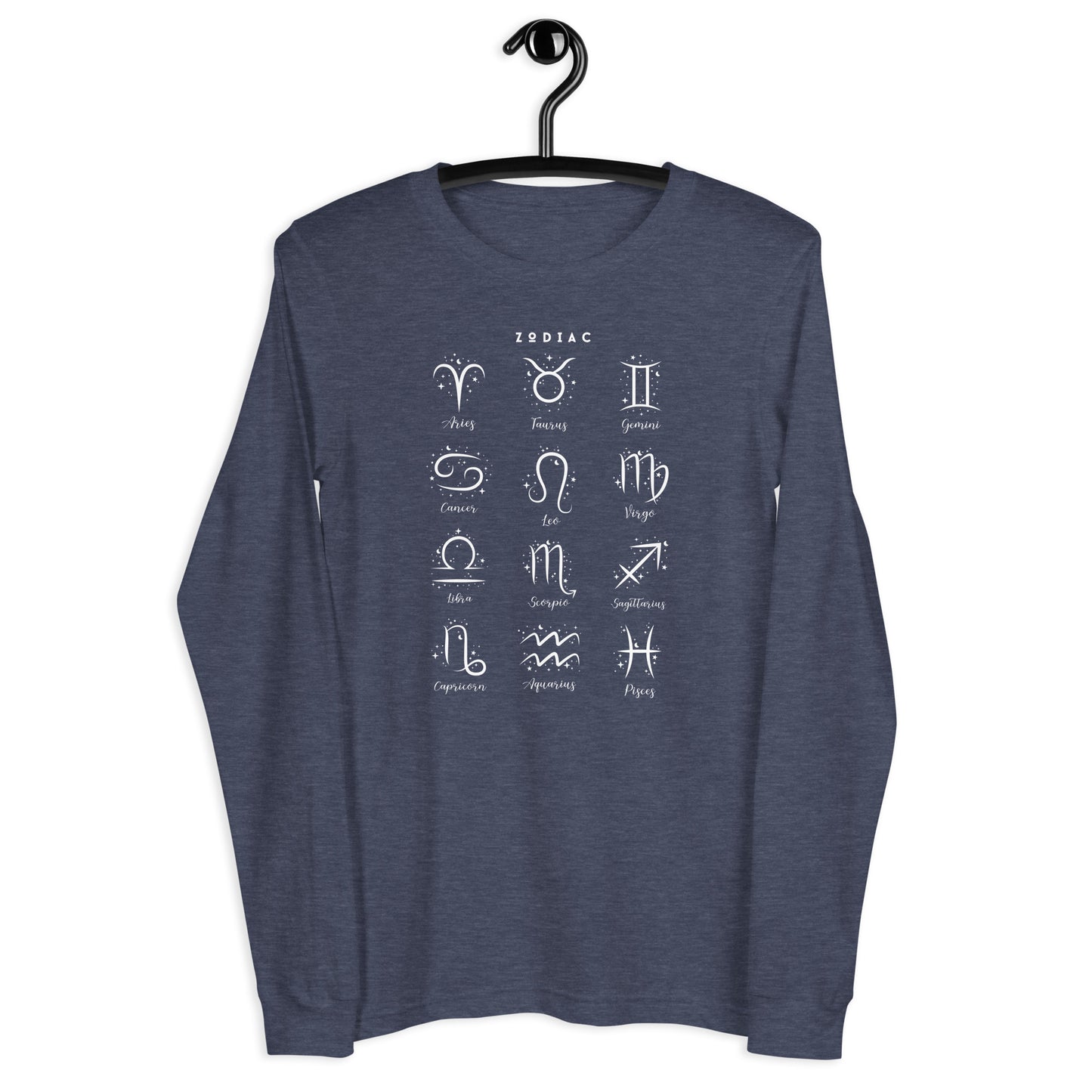 Astral Circle Long Sleeve Shirt - Left Placement image 25 in Red, size XS, showing front view for the Zodiac design.