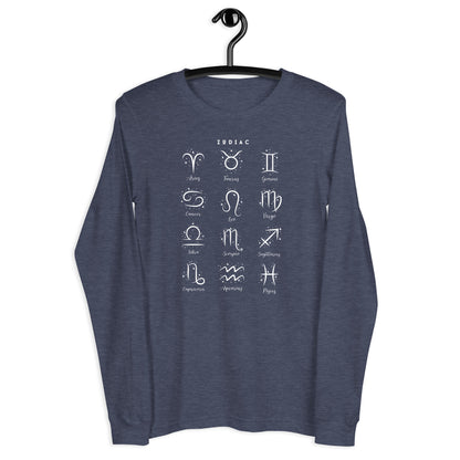 Astral Circle Long Sleeve Shirt - Left Placement image 25 in Red, size XS, showing front view for the Zodiac design.
