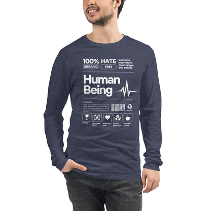 Image 25 of Red Human Form Long Sleeve Shirt - Left Placement, size XS, with Human Being artwork visible in front view.