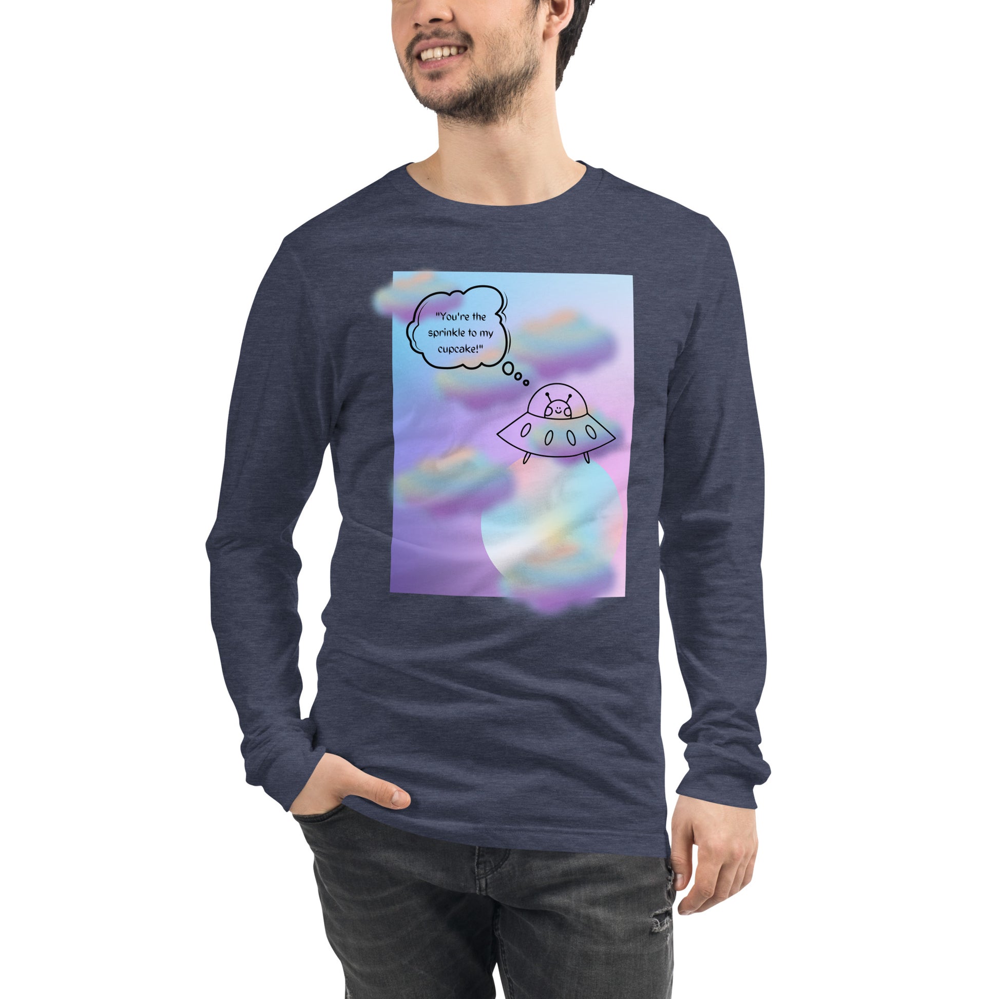 Sprinkle Theory Long Sleeve Shirt - Left Placement product image 79 in Athletic Heather, size L, with front view and left placement.