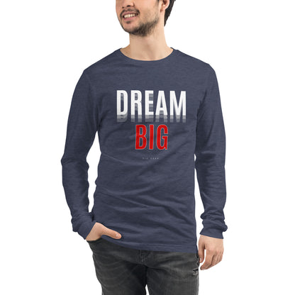 Skyline Dream Long Sleeve Shirt - Left Placement image 45 in Heather Navy, size XL, showing front view for the Dream Big design.