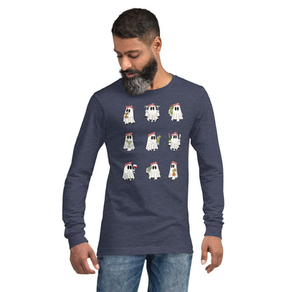 Little Haunts Long Sleeve Shirt - Left Placement image 53 in Poppy, size M, showing front view for the Ghosties 1 design.