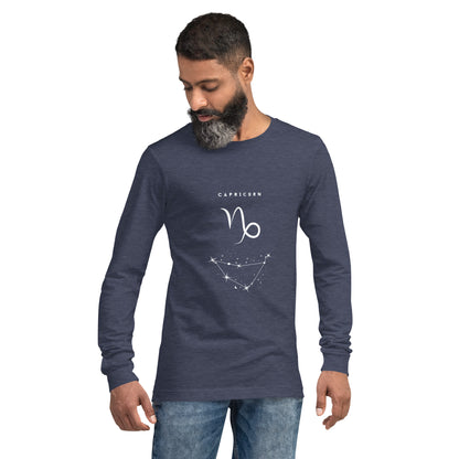 Image 33 of Heather Forest Montaire Long Sleeve Shirt, size M, with Capricorn artwork visible in front view.