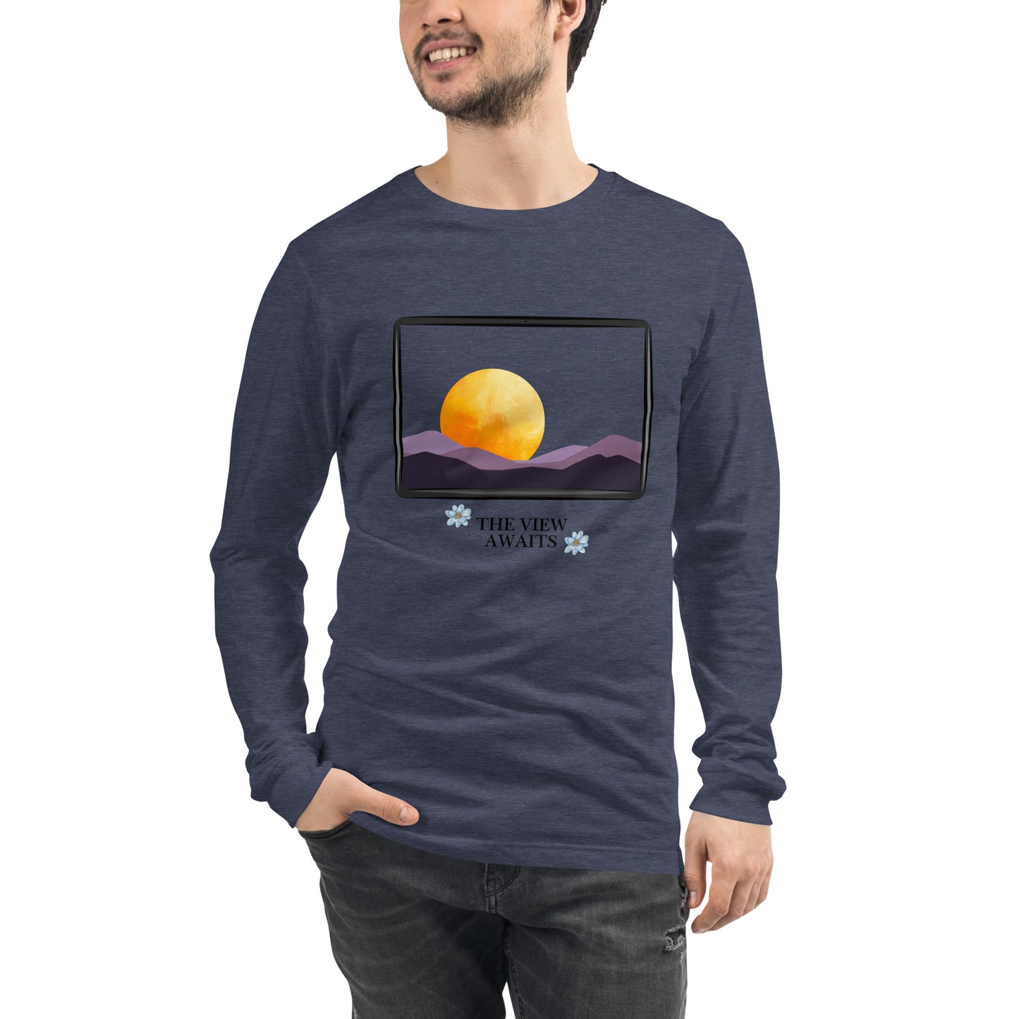 Avenor Long Sleeve Shirt product image 49 in Heather Deep Teal, size XL, with front view and design placement.