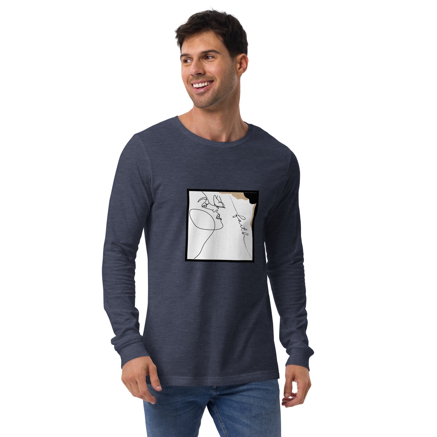 Image 25 of Heather Forest Faithline Long Sleeve Shirt - Left Placement, size XL, with Faith artwork visible in front view.