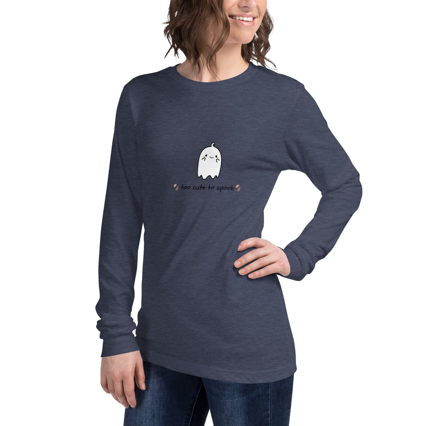 Cute Haunt Long Sleeve Shirt - Left Placement by R.A. Apparel, image 82, front view, left-side angle, Sand Dune, size S, left placement.