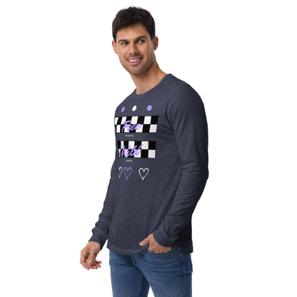 Image 28 of Heather Forest Freeborne Long Sleeve Shirt - Left Placement, size M, with Free Spirits artwork visible in front view, left-side angle.