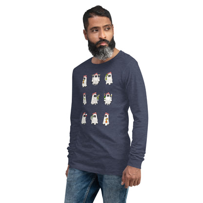 Little Haunts Long Sleeve Shirt - Left Placement image 55 in Poppy, size XL, showing front view, left-side angle for the Ghosties 1 design.
