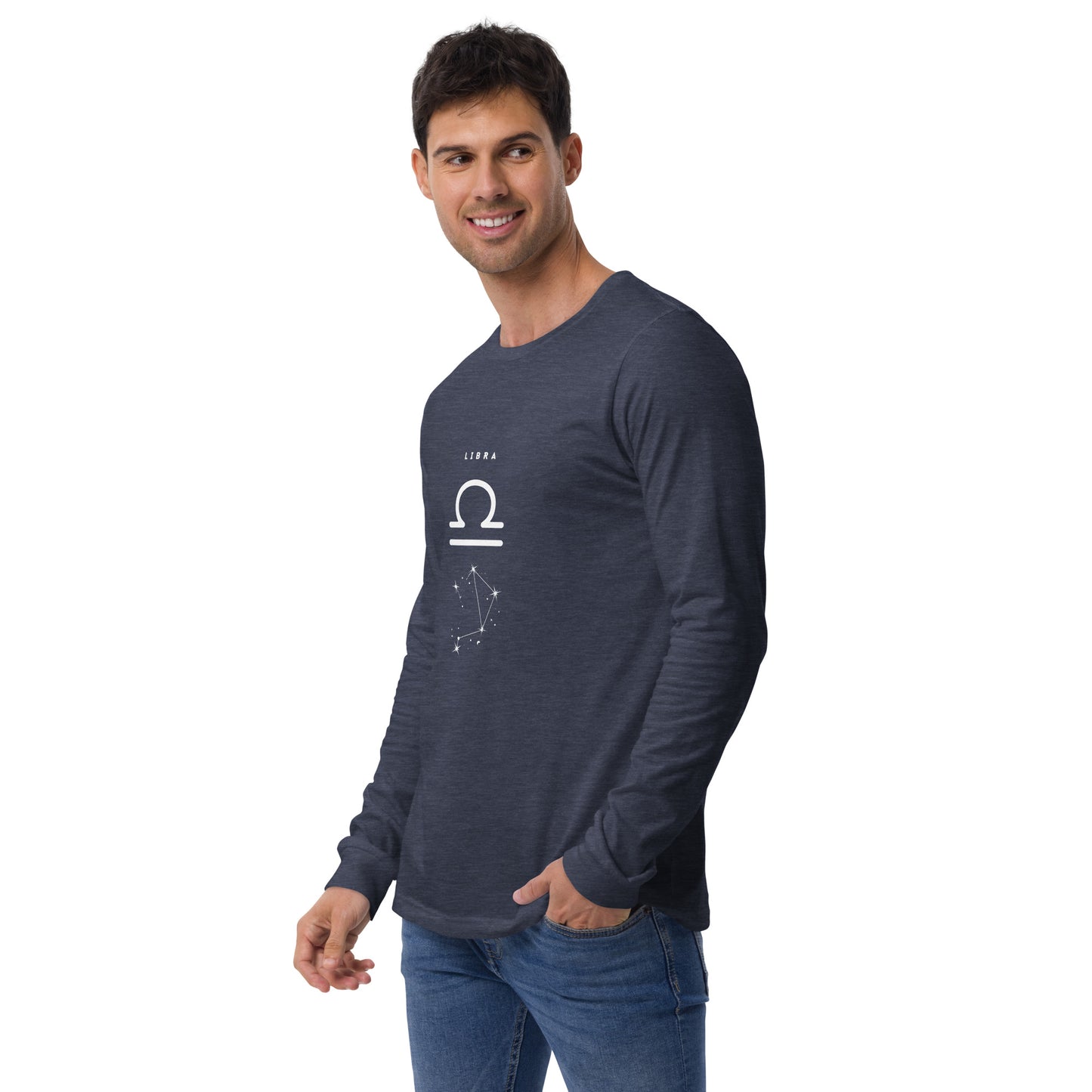 Balance Court Long Sleeve Shirt - Left Placement image 18: Navy version, size 2XL with front view, left-side angle of the Libra range.