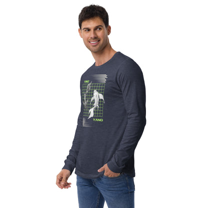 Equinoxe Long Sleeve Shirt image 18 in Maroon, size L, showing front view, left-side angle for the Ying and Yang design.